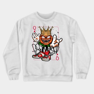 Queen Playing card with Skateboard Graffiti Street Art Crewneck Sweatshirt